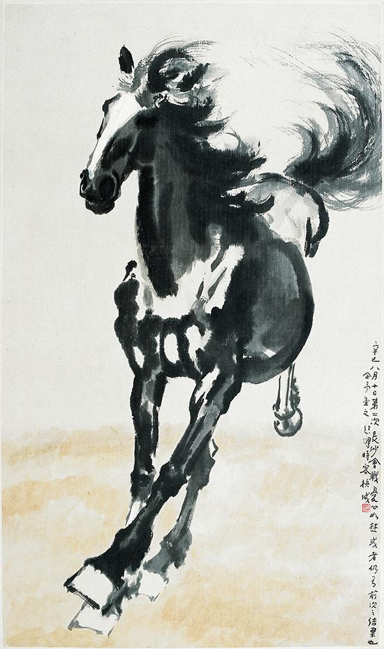 徐悲鸿,《奔马》,纸本设色,130cmx76cm,1941,徐悲鸿纪念馆藏
