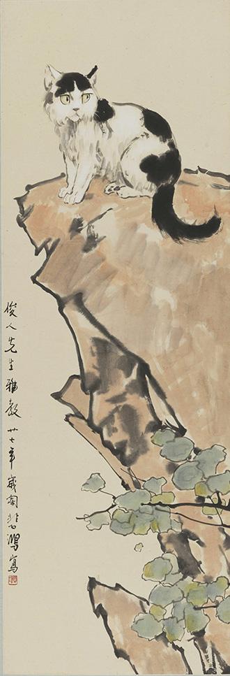 徐悲鸿,《小猫 》,纸本设色,108cmx36.9cm,1938年,中国美术馆藏