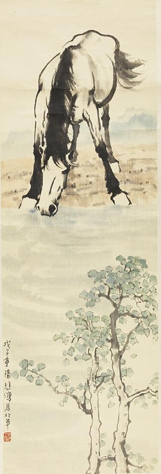 徐悲鸿,《马》,纸本设色,109.6cm x36.1cm,1948年,中国美术馆藏