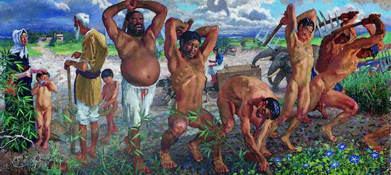 徐悲鸿,《愚公移山》,布面油画,213cmx462cm,1940,徐悲鸿纪念馆藏