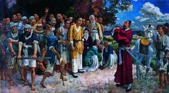 徐悲鸿,《田横五百士》,布面油画,197cmx349cm,1930,徐悲鸿纪念馆藏