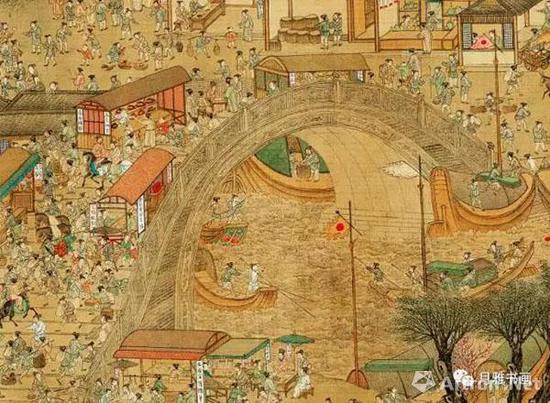 清院本《清明上河图》中船舶顺利通过虹桥的情景(图7)