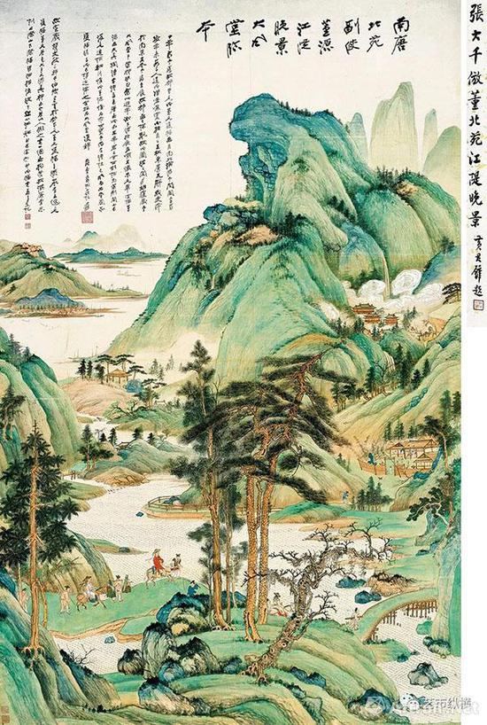 张大千 《江堤晚景》 187.5×120cm 丙戌(1946年) 成交价:RMB1.3225亿元 中国嘉德2017年秋季拍卖会
