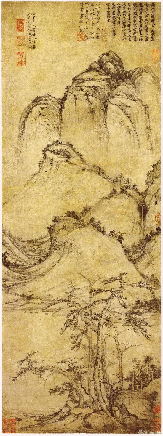 曹知白 《疏松幽岫图》 纸本墨笔 74.5×27.8cm 故宫博物院藏