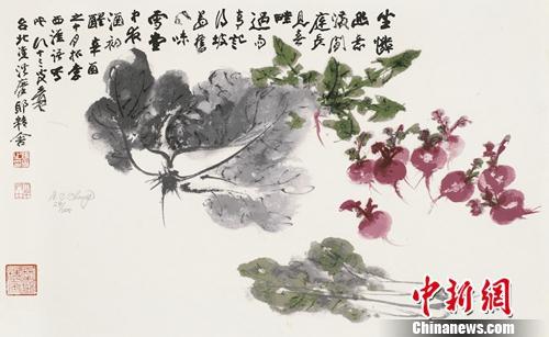 张大千《百财图》,丝网版画,42cm×69.5cm