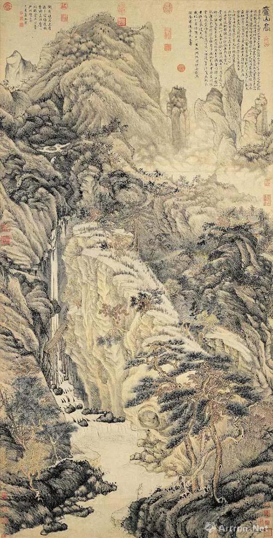 明 沈周 庐山高图 纸本设色 193.8×98.1公分 台北故宫博物院藏