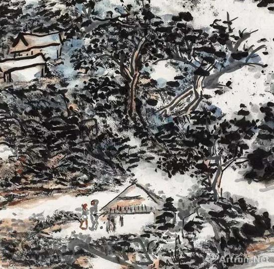 ▲ 黄宾虹《北高峰图》局部图
