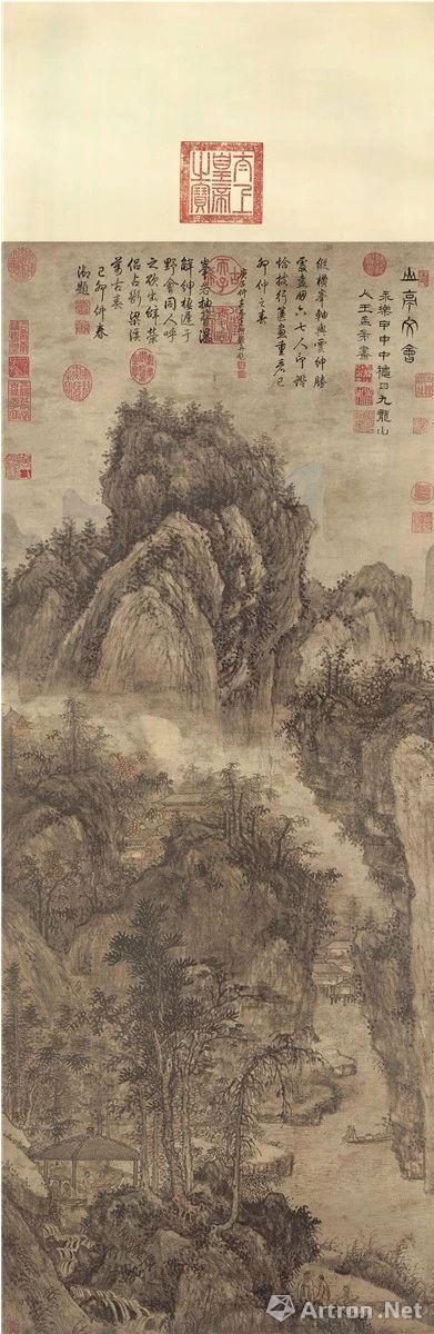 (明)王绂 山亭文会图 纸本设色 纵219厘米 横87.6厘米 台北“故宫博物院”藏