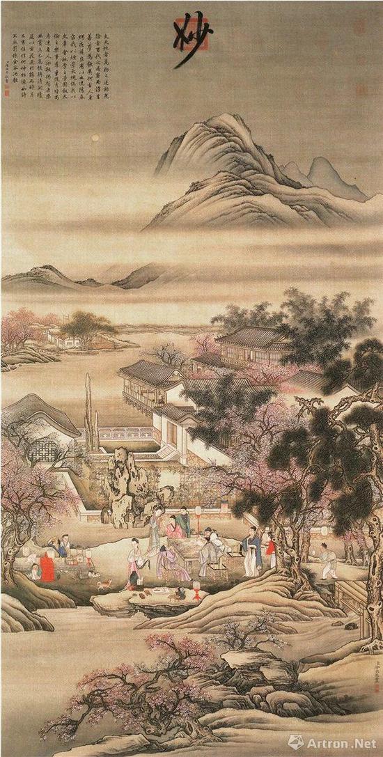 (清)冷枚 春夜宴桃李园图 绢本设色 纵188.4厘米 横95.6厘米 1739年 台北“故宫博物院”藏