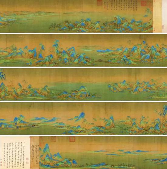 北宋 王希孟《千里江山图》即采用中国古代昂贵的矿物颜料绘制,画作传承千年,历久弥新