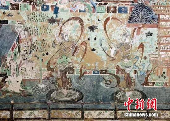 资料图:敦煌唐代壁画。敦煌研究院供图