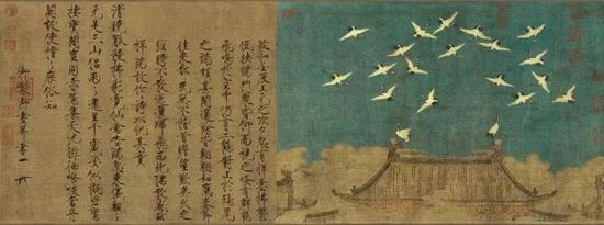 北宋赵佶瑞鹤图(全卷) 绢本51X138cm 辽宁省博物馆