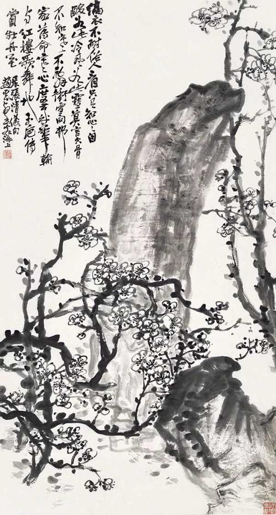 Lot103 赵云壑(1874-1955) 寿石梅花共岁寒 立轴 水墨纸本