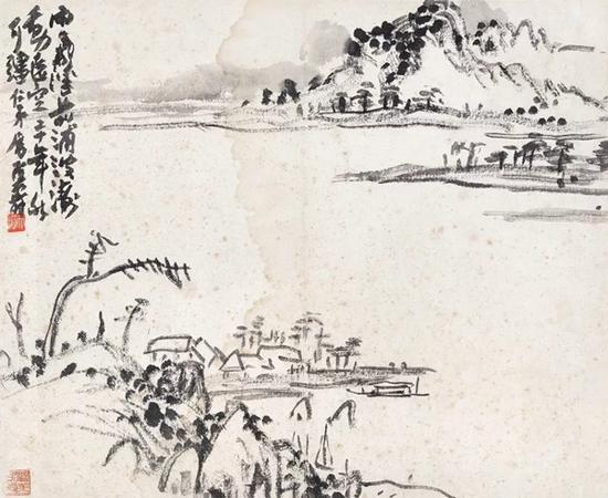 *Lot428 潘天寿(1897-1971) 波涛动远空 镜心 水墨纸本 二十年(1931)作