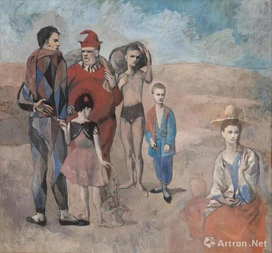 毕加索《杂耍者》(Family of Saltimbanques) 布面油画 212.8×229.6cm 1905 年作 华盛顿国家美术馆藏