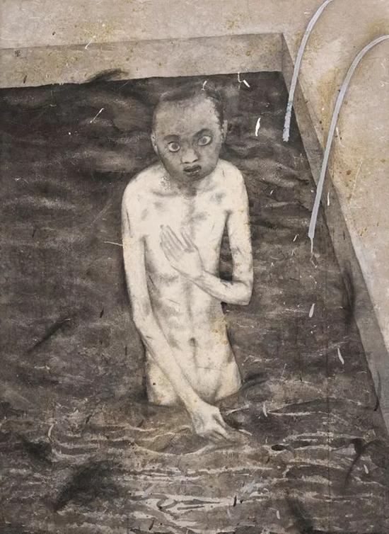 Lot.610 谭军 《黑色泳池》 2007年 纸本综合材料 128×92.5cm 估价(人民币): 50,000-80,000