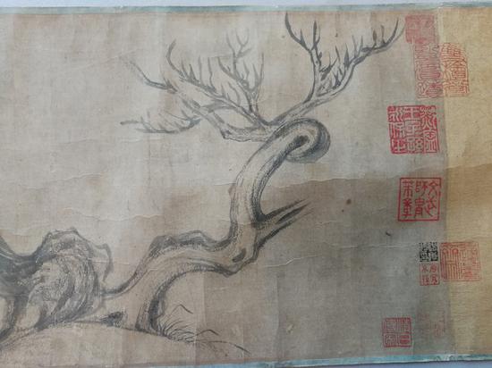 《枯木怪石图》(局部)