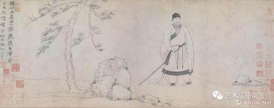 ■ 王绎、倪瓒作《杨竹西小像》纸本水墨27.7×86.8cm 北京故宫博物院藏