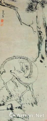 八大山人 《松鹿祝寿图》 16万元 上海朵云轩1995年春拍