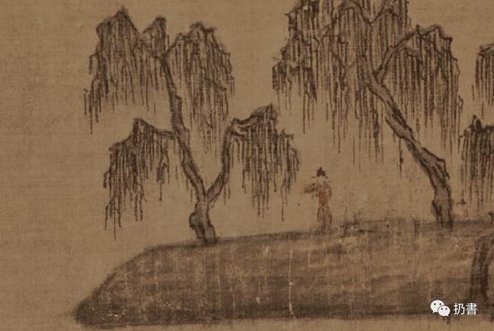 五代 董源《夏景山口待渡图》卷(细节)