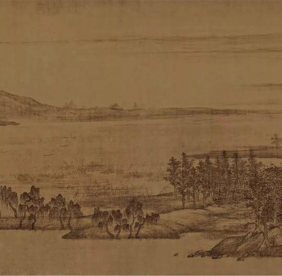 五代 董源《夏景山口待渡图》卷(局部)