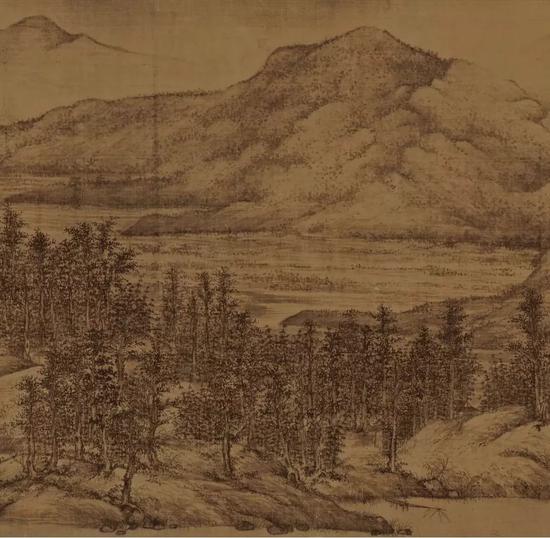 五代 董源《夏景山口待渡图》卷(局部)