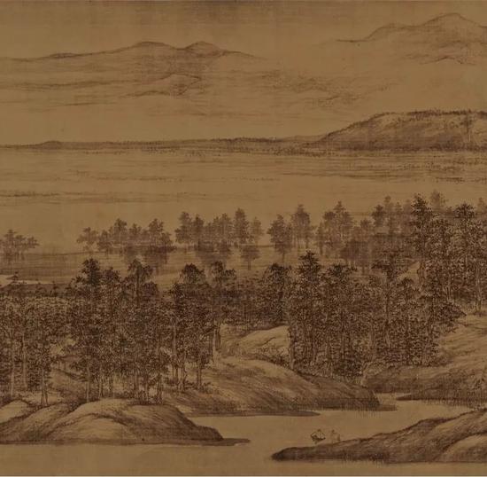 五代 董源《夏景山口待渡图》卷(局部)