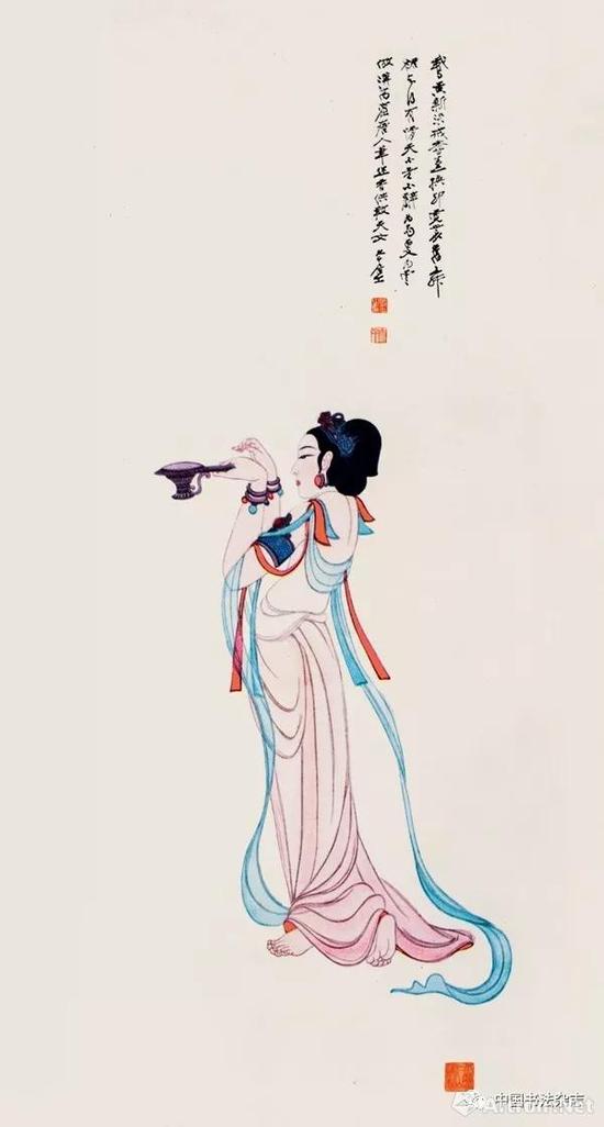 张大千 国画供养天女中堂 1948年 私人藏