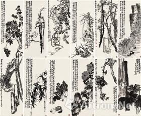 吴昌硕《花卉十二屏》,北京保利2017秋拍拍品,目前吴昌硕最高价作品