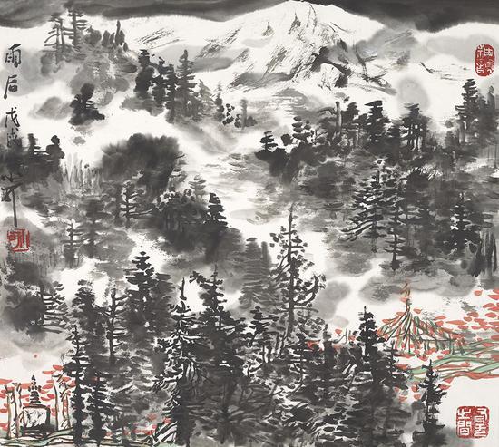 李小可《雨后》 2018年 45x50cm 设色纸本
