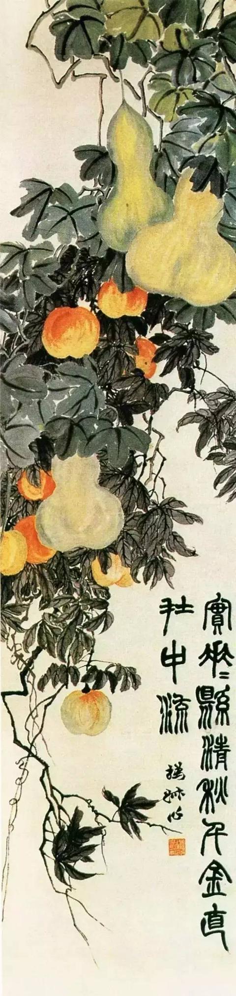 三屏题:“实花花悬清秋,千金直在中流。撝叔作。”