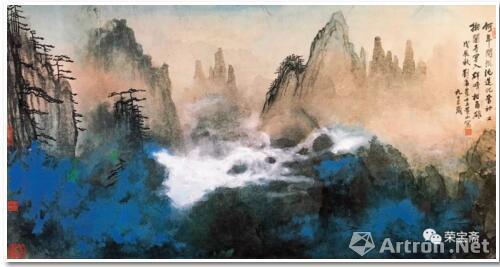 刘海粟 奇峰白云 172cm×93.5cm 1988