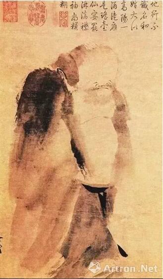 梁楷 《泼墨仙人图》 轴纸本 水墨 48.7×27.7cm 中国台北故宫博物院藏