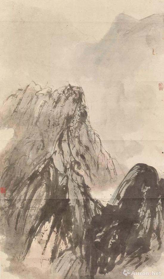 拍品编号1288 傅抱石《华岳群秀》设色纸本 镜框