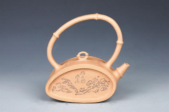 艺术家李霞作品 清韵竹提壶 泥料:老段泥 年代:2014 容量:400 CC