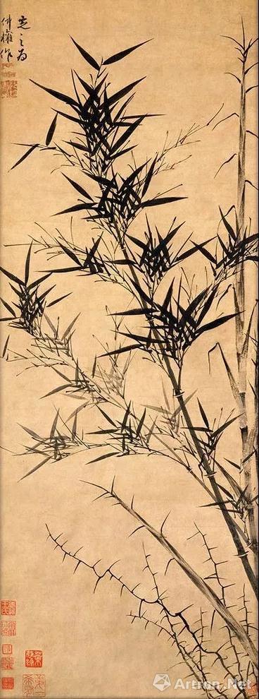 元 顾安 新篁图轴 纸本 横:91cm,33.1cm