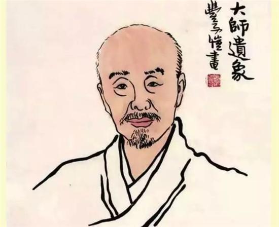弘一法师李叔同画像(丰子恺画)