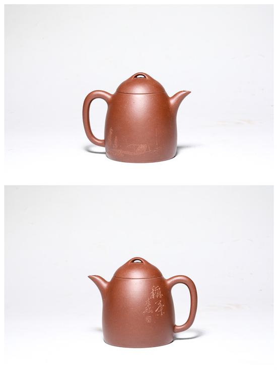 艺术家陈瑜作品 秦权壶 泥料:清水泥 年代:2017 容量:250CC
