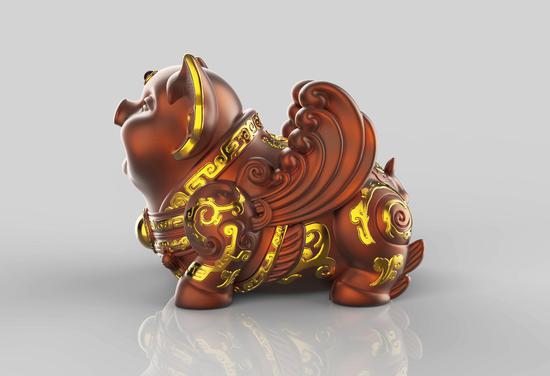 从羊年开始,朱炳仁每年都会设计一尊生肖主题铜雕吉祥物