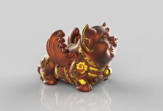 从羊年开始,朱炳仁每年都会设计一尊生肖主题铜雕吉祥物