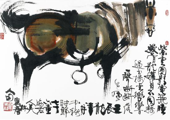 绘画:《马》,99x70cm,宣纸,2012年