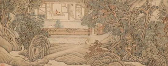 明 吴彬《林泉放鹤图》并汤显祖莲社求友文合卷 浙江省博物馆藏