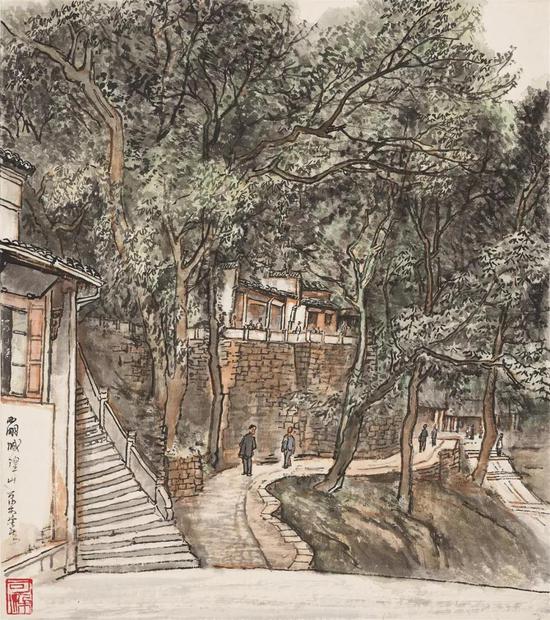 拍品编号1378 李可染《西湖城隍山》设色纸本 镜框
