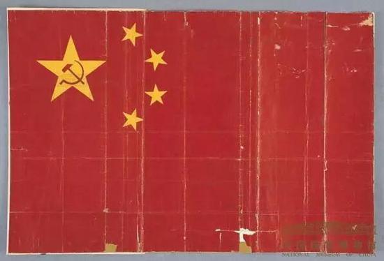 中华人民共和国国旗设计原稿,中国国家博物馆藏(资料图)